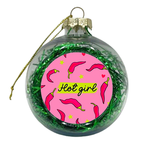 Hot Girl Chilli Design - - xmas bauble by Lisa Wardle