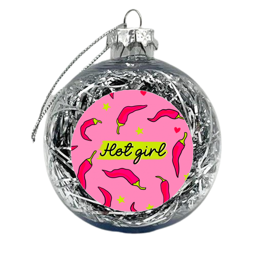 Hot Girl Chilli Design - - xmas bauble by Lisa Wardle