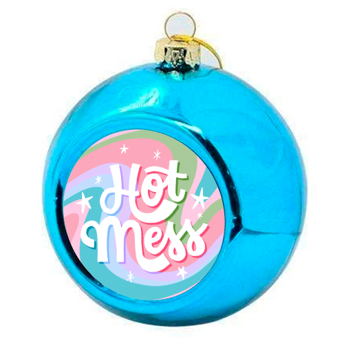 Hot Mess Retro Vibe Print - colourful christmas bauble by Natalie Rodrigues