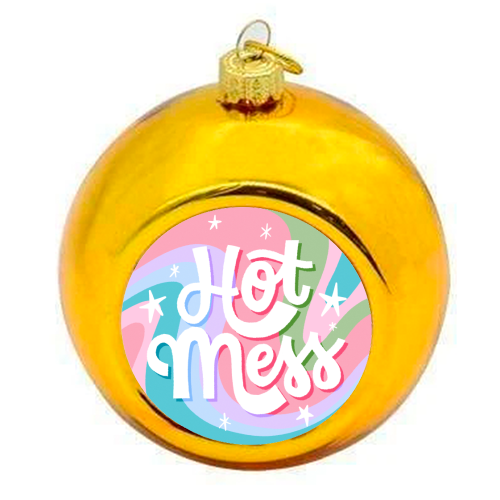 Hot Mess Retro Vibe Print - colourful christmas bauble by Natalie Rodrigues