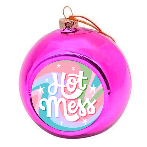 Hot Mess Retro Vibe Print - colourful christmas bauble by Natalie Rodrigues