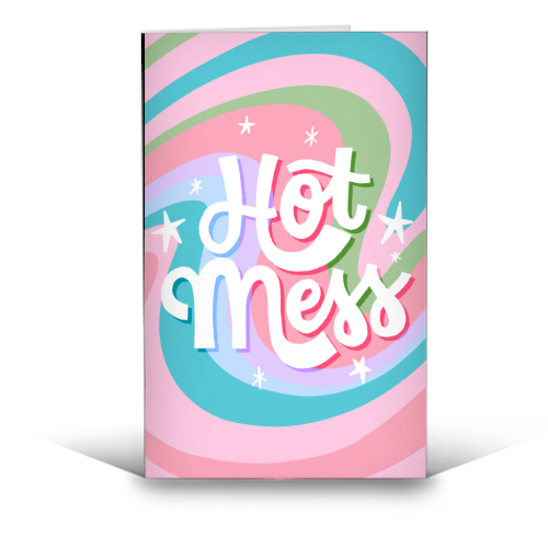 Hot Mess Retro Vibe Print - funny greeting card by Natalie Rodrigues