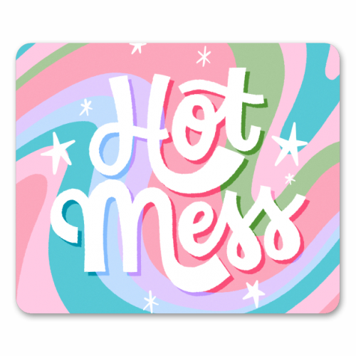 Hot Mess Retro Vibe Print - mouse mat by Natalie Rodrigues