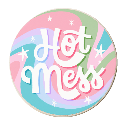 Hot Mess Retro Vibe Print - personalised beer coaster by Natalie Rodrigues