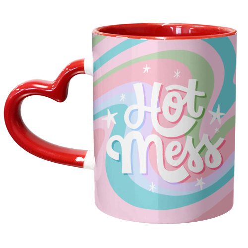 Hot Mess Retro Vibe Print - unique mug by Natalie Rodrigues