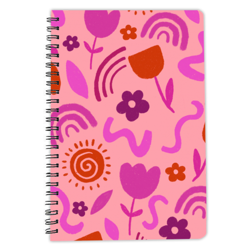 Hot pink abstract pattern play - personalised A4, A5, A6 notebook by sarah morley