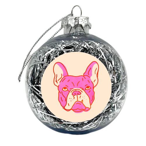 Hot Pink Bulldog - xmas bauble by Ania Wieclaw