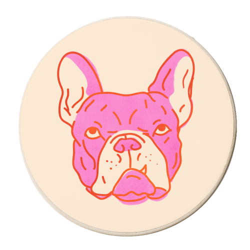 Hot Pink Bulldog - personalised beer coaster by Ania Wieclaw