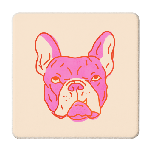 Hot Pink Bulldog - personalised beer coaster by Ania Wieclaw