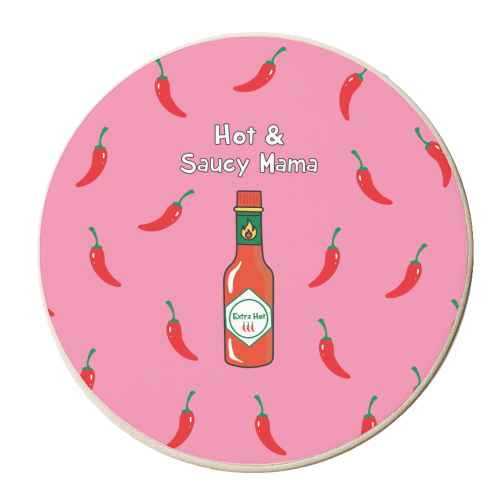 Hot & Saucy Mama - personalised beer coaster by Laura Lonsdale
