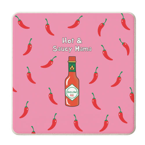 Hot & Saucy Mama - personalised beer coaster by Laura Lonsdale