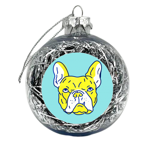 Hot Yellow Bulldog Portrait - xmas bauble by Ania Wieclaw