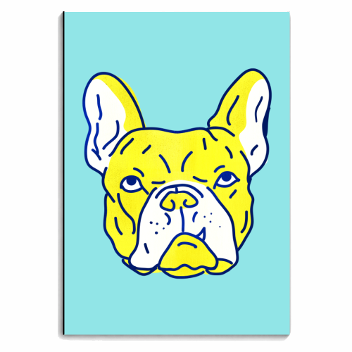 Hot Yellow Bulldog Portrait - personalised A4, A5, A6 notebook by Ania Wieclaw