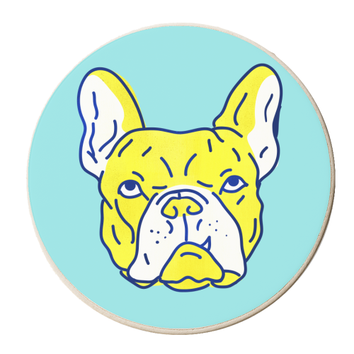 Hot Yellow Bulldog Portrait - personalised beer coaster by Ania Wieclaw