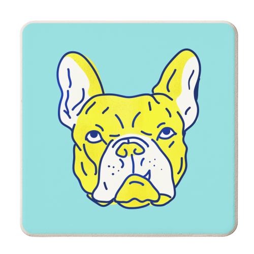 Hot Yellow Bulldog Portrait - personalised beer coaster by Ania Wieclaw