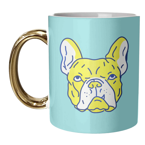 Hot Yellow Bulldog Portrait - unique mug by Ania Wieclaw