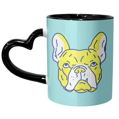 Hot Yellow Bulldog Portrait - unique mug by Ania Wieclaw