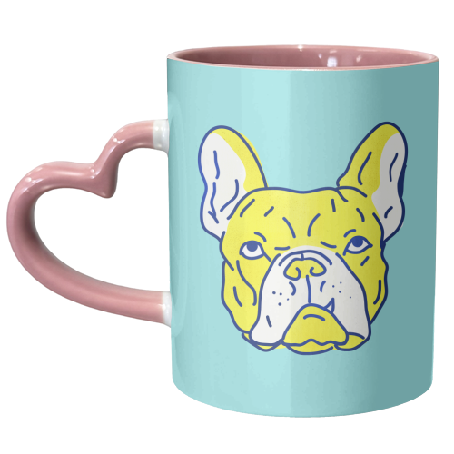 Hot Yellow Bulldog Portrait - unique mug by Ania Wieclaw