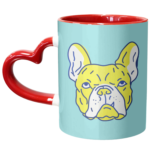 Hot Yellow Bulldog Portrait - unique mug by Ania Wieclaw