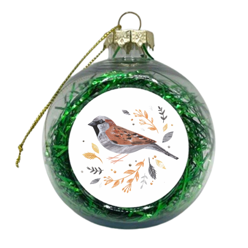 House Sparrow - xmas bauble by Sorcha Faulkner
