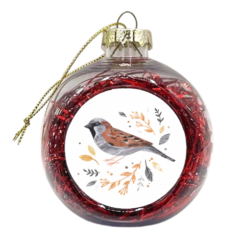 House Sparrow - xmas bauble by Sorcha Faulkner