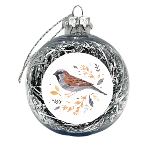 House Sparrow - xmas bauble by Sorcha Faulkner