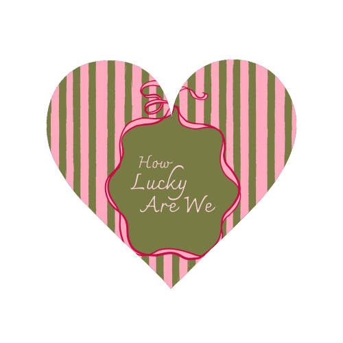 How Lucky Are We Pink Coquette Stripe - Magnet by EZbie