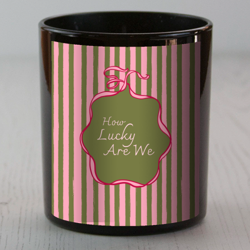 How Lucky Are We Pink Coquette Stripe - scented candle by EZbie