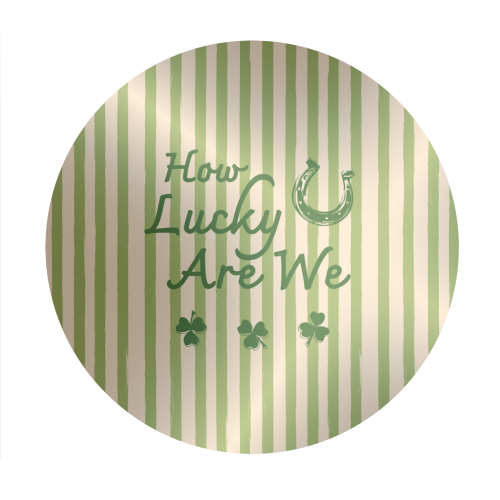How Lucky We Are Horseshoe & Clover Green Stripe - Circle Sticker by EZbie
