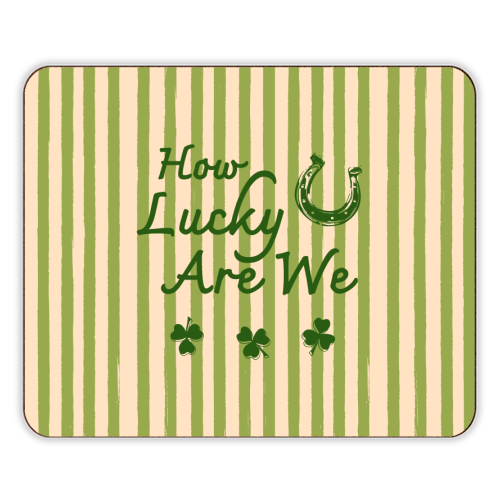 How Lucky We Are Horseshoe & Clover Green Stripe - designer placemat by EZbie