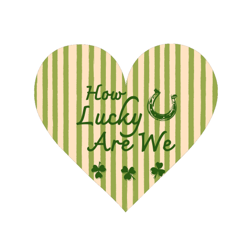 How Lucky We Are Horseshoe & Clover Green Stripe - Magnet by EZbie
