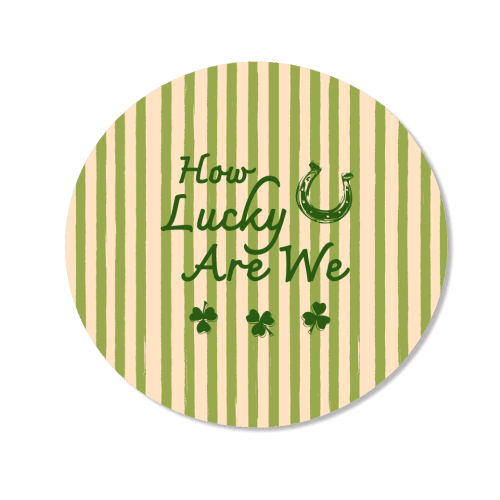 How Lucky We Are Horseshoe & Clover Green Stripe - Magnet by EZbie