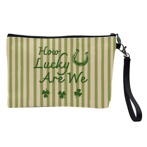 How Lucky We Are Horseshoe & Clover Green Stripe - pretty makeup bag by EZbie
