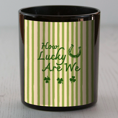 How Lucky We Are Horseshoe & Clover Green Stripe - scented candle by EZbie