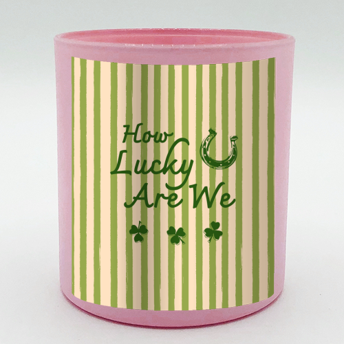 How Lucky We Are Horseshoe & Clover Green Stripe - scented candle by EZbie