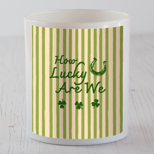 How Lucky We Are Horseshoe & Clover Green Stripe - scented candle by EZbie