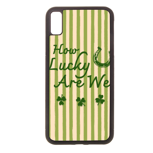 How Lucky We Are Horseshoe & Clover Green Stripe - stylish phone case by EZbie