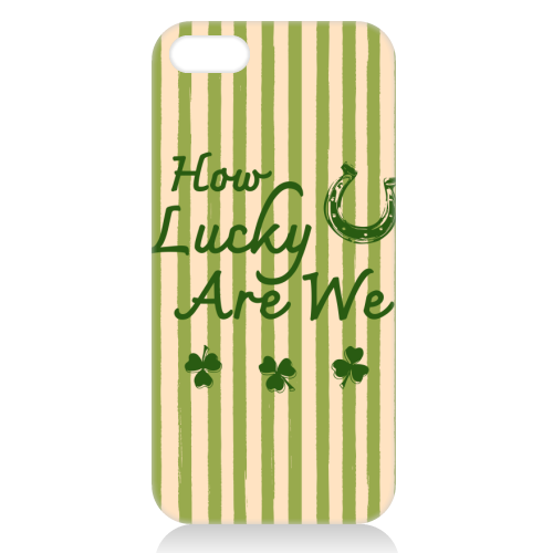 How Lucky We Are Horseshoe & Clover Green Stripe - unique phone case by EZbie
