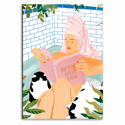 How To Have A Cat Spa Day At Home | Modern Bohemian Home Décor | Pet Bathroom Urban Jungle - personalised A4, A5, A6 notebook by Uma Prabhakar Gokhale