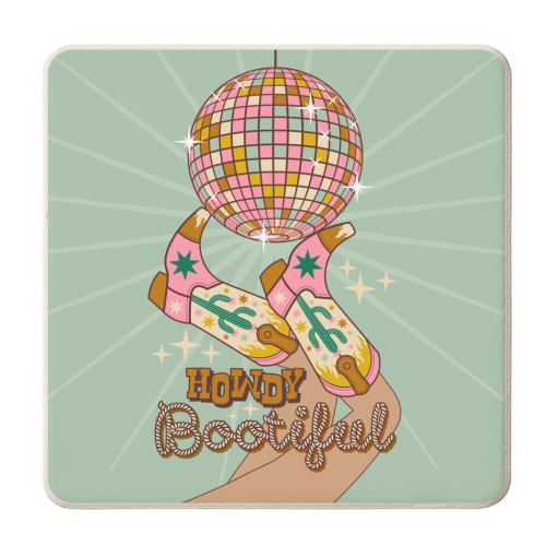 Howdy Bootiful - personalised beer coaster by Claire Atwood