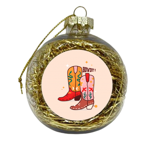 Howdy! Cowboy Boots - xmas bauble by Ania Wieclaw