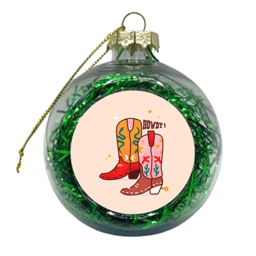 Howdy! Cowboy Boots - xmas bauble by Ania Wieclaw