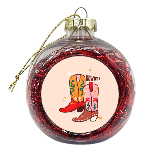Howdy! Cowboy Boots - xmas bauble by Ania Wieclaw