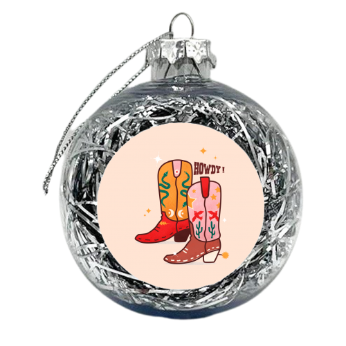 Howdy! Cowboy Boots - xmas bauble by Ania Wieclaw