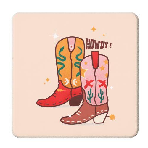 Howdy! Cowboy Boots - personalised beer coaster by Ania Wieclaw