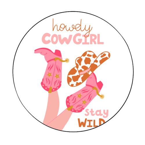 Howdy Cowgirl! - Circle Sticker by The Marmalade Cat