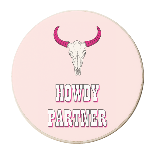 Howdy Partner (Bull's Skull) - personalised beer coaster by Adam Regester
