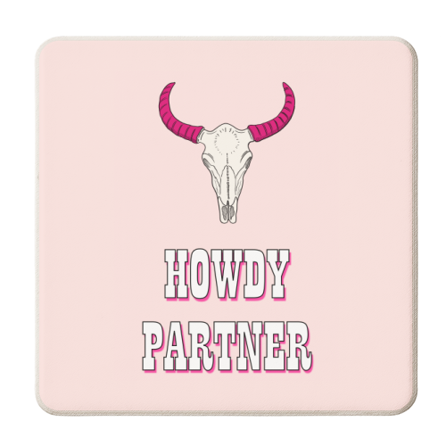 Howdy Partner (Bull's Skull) - personalised beer coaster by Adam Regester