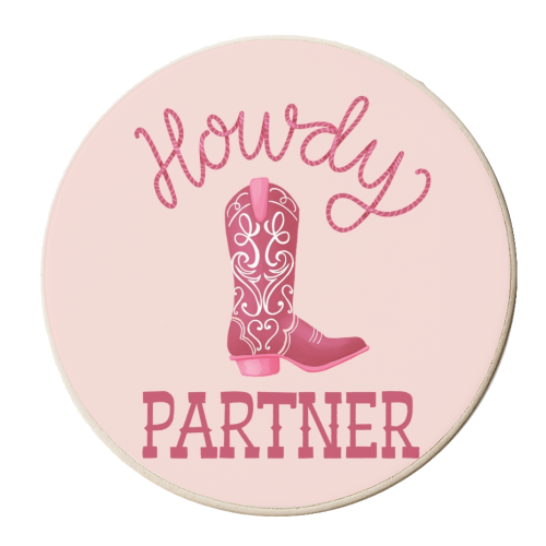 Howdy Partner Cowgirl Boot - personalised beer coaster by Sarah Wilkinson