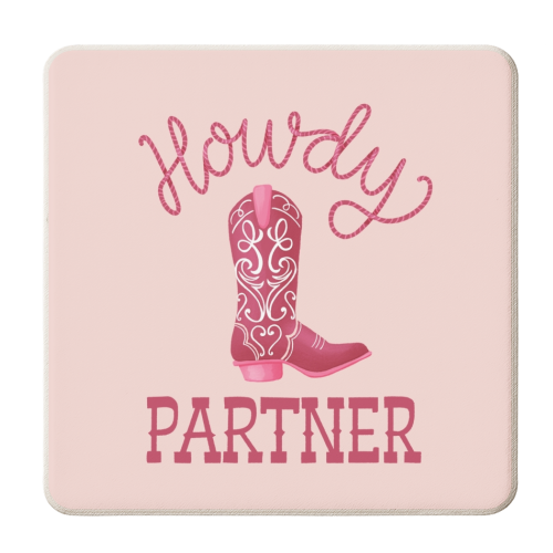 Howdy Partner Cowgirl Boot - personalised beer coaster by Sarah Wilkinson